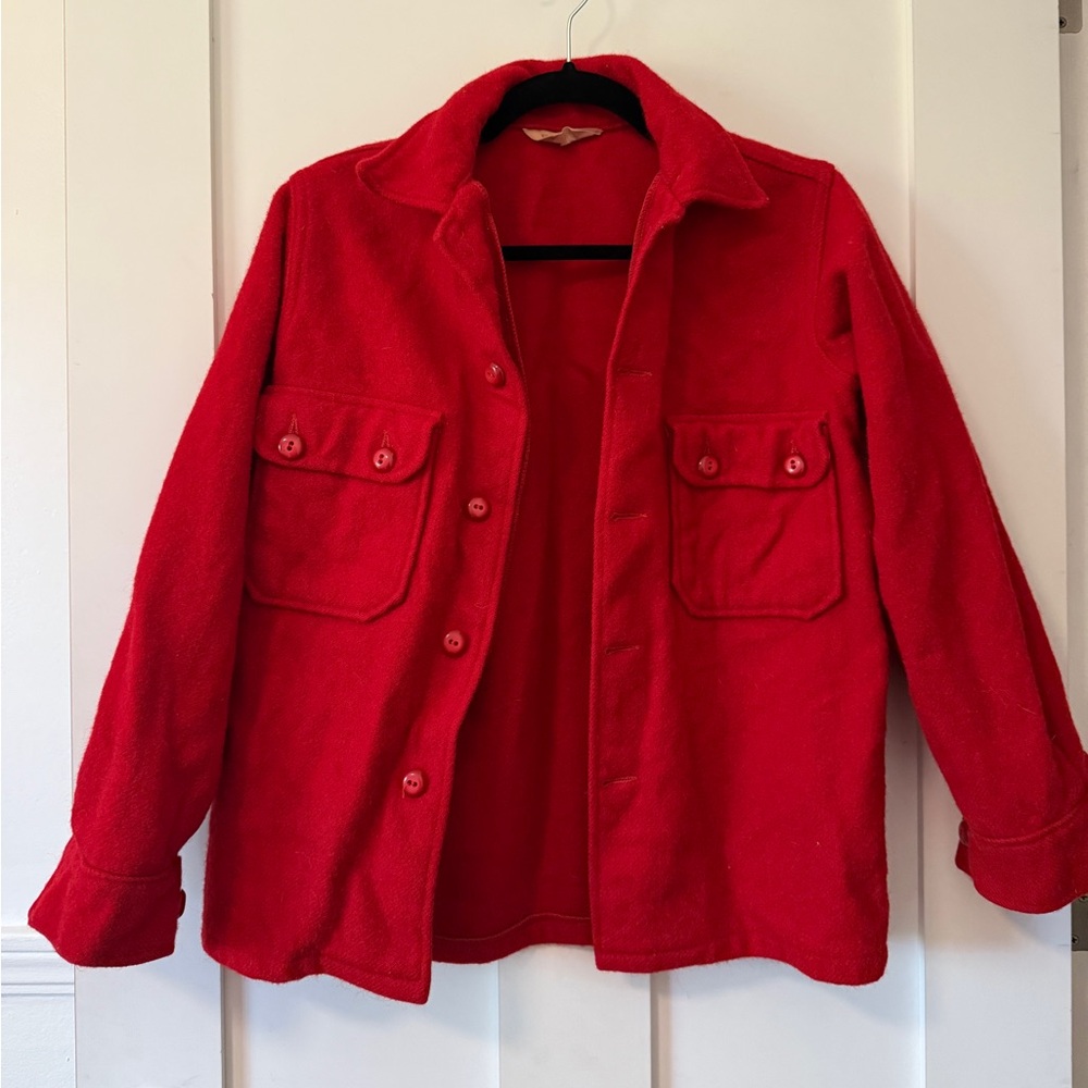 Vintage Boy Scouts wool Red Button-Up chore Jacket